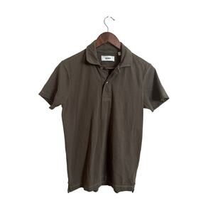 Buck Mason Sueded Cotton Polo in Brown Olive Mens XS